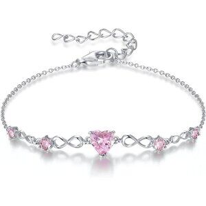 Infinity Heart 5 Birthstone Adjustable Bracelet - Sterling Silver 10 Oct